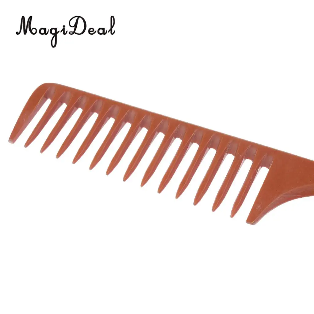 11'' Large Rat Tail Comb Wide-tooth Hair Comb with Long Handle for Hair Sectioning Teasing Detangling- Brown