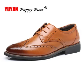 

Leather Shoes Men Brogues 2019 Fashion Business Shoes Casual Male Footwear Black Yellow A1221
