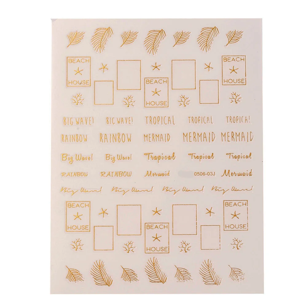 Новинка, 1 лист, 3D наклейки, наклейки для дизайна ногтей, 12 видов, золотой цвет, металл, Смешанная форма, наклейки на ногти из одуванчиков, s Маникюр Z059