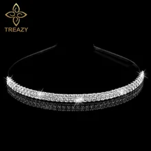 TREAZY невесты цветок Девушки 2 ряда Стразы ободок для волос Диаманте Серебряный Цвет Кристалл Свадебный Выпускной тиара женские аксессуары для волос
