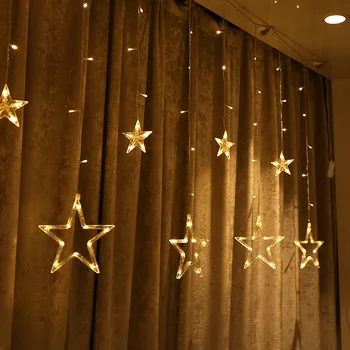

2.5M Star LED Curtain String Light Christmas Pendant Star Light Party Decoration Light Curtain Colorful Background Lamp String