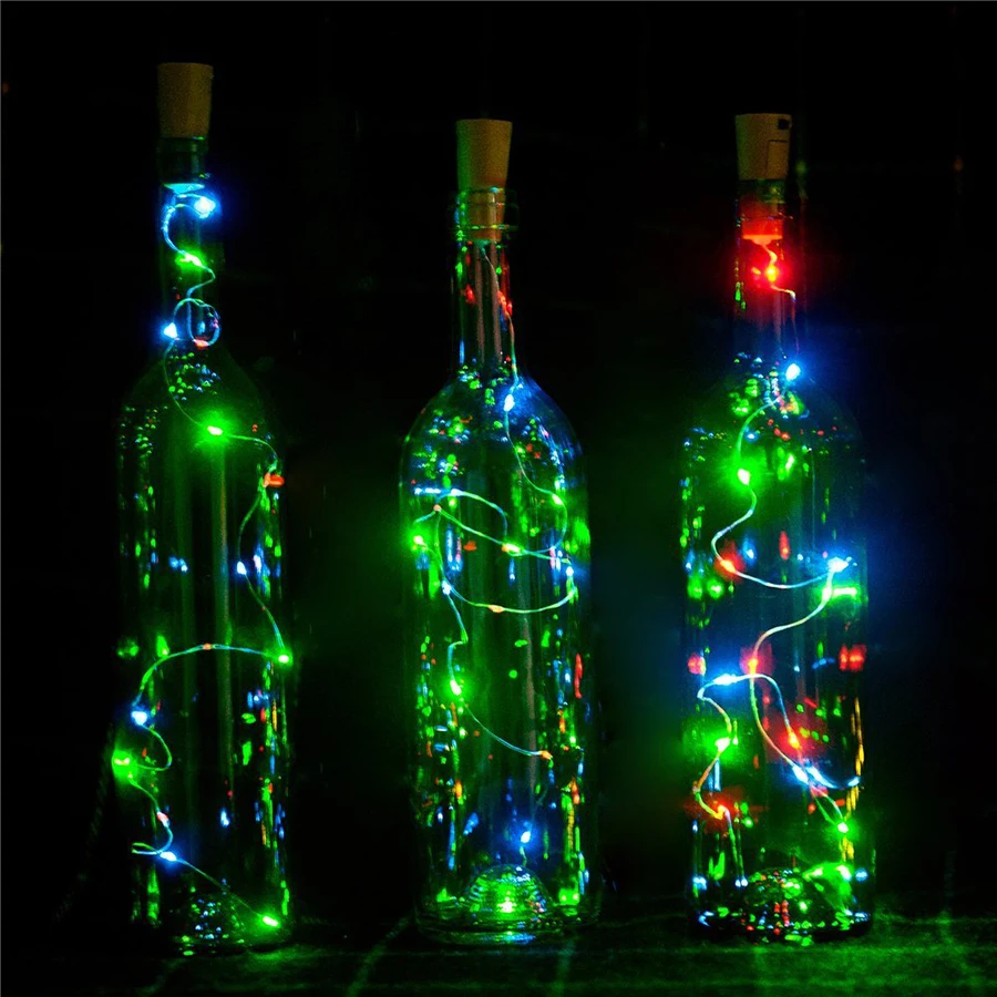 10Pcs/lot Battery Operated 2M 20 LED Cork Shape Wine Bottle String Lights for Bottle DIY