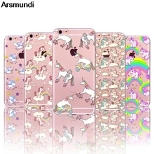 Arsmundi 2018 новый милый Единорог Телефонные чехлы для iphone 4S 5C 5S 6 6 S 7 8 Plus x Crystal Case ясно Мягкие TPU крышка Чехол