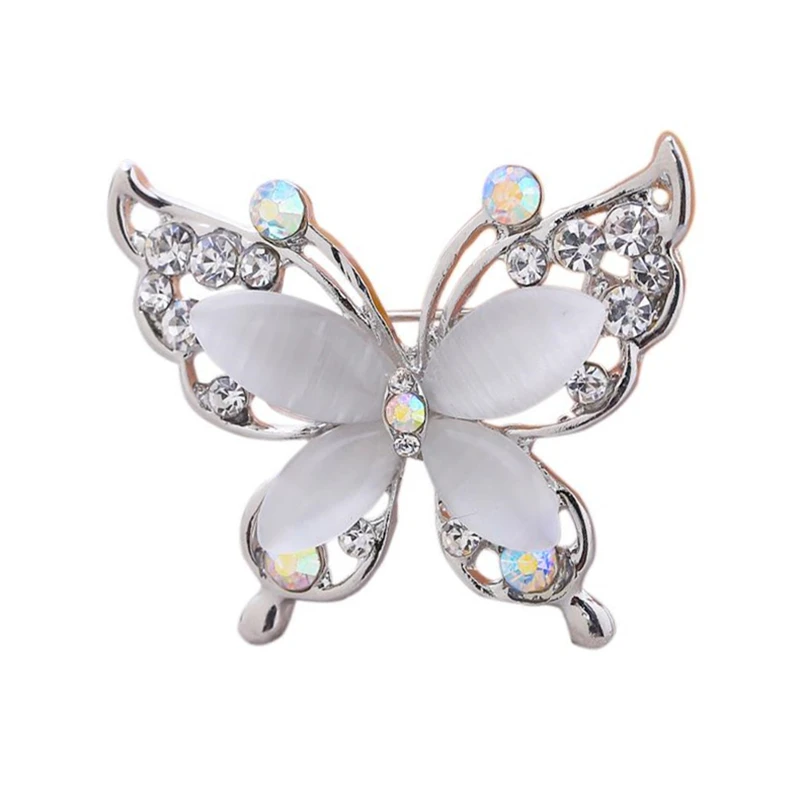 Брошь в виде бабочки с белым опалом|rhinestone animal brooches|animal broochbrooch fashion |