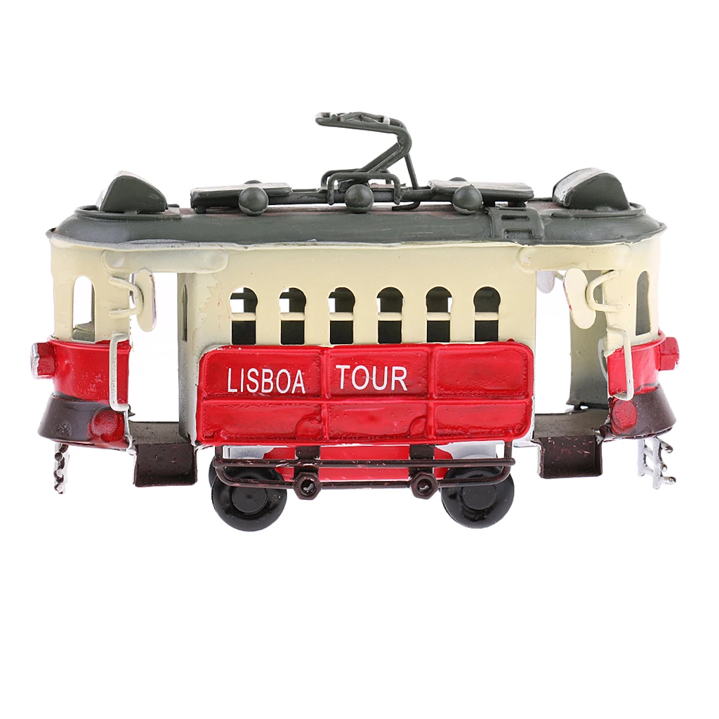 Vintage Scale Tram Model Diecast Vehicle Toy Streetcar Decoration Kids Gift