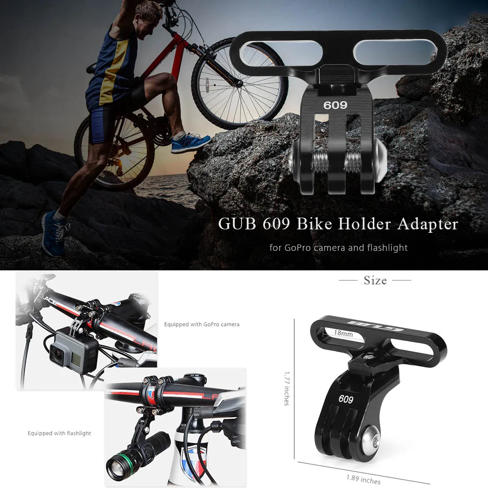 

GUB 609 Bicycle Handlebar Stem Mount Rack For Sports Camera Mount Bicycle Holder Adapter Mount For GoPro Camera Flashlight