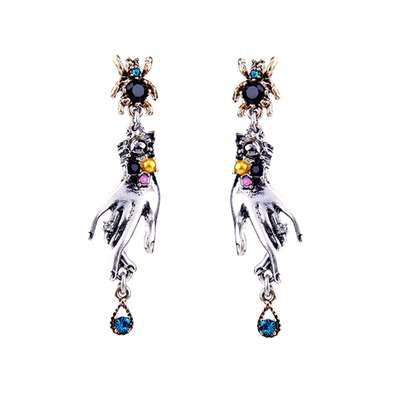 

New Fashion Style Jewelry Ms Alloy Personality Spider Restoring Ancient Ways With Finger Earrings Pendants Women Birthday Gifts