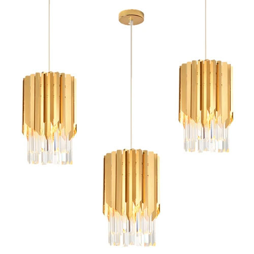 Youlaike Modern Crystal Chandelier For Dining Room Single Light Polished Steel Suspension Lighting Fixtures LED Cristal Lustre - Цвет абажура: Зеленый