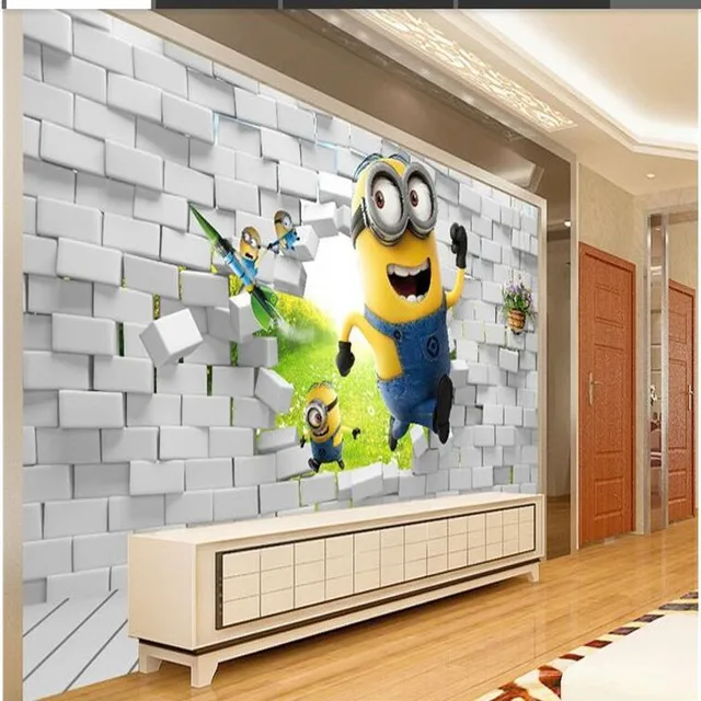 Living Room With Tv And People beibehang 3d creative small yellow people wallpaper background Living Room With Tv And People beibehang 3d creative small yellow people wallpaper background