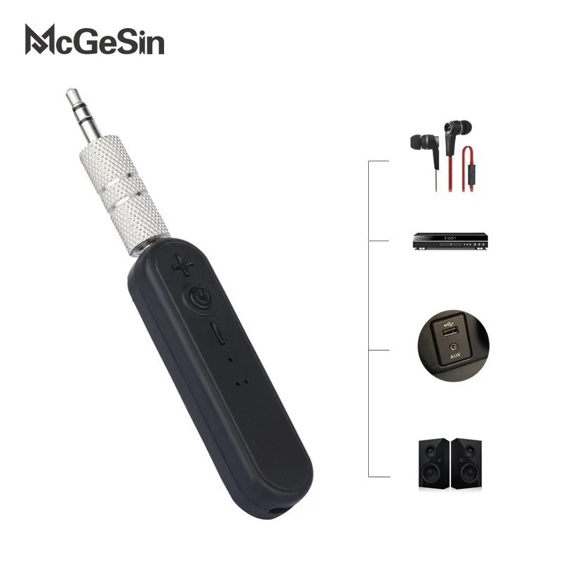 

McGeSin Bluetooth Receiver 3.5mm Jack AUX Wireless Adapter Music Audio Handsfree Support Volume Control Car Universal