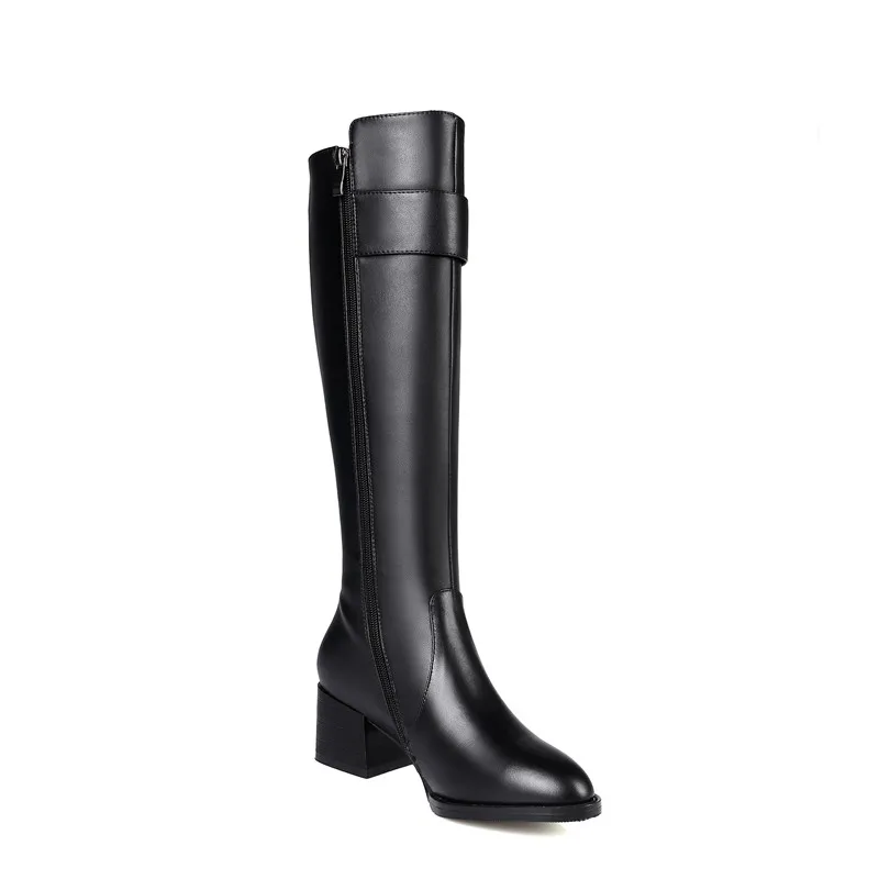 Stiefel Black Frauen Winter Fur Mode Leder Neu black Pu Asumer Hochwertigem Kommen Not Reißverschluss Schnalle Schwarz Fur Echtem Kniehohe Herbst With gwZEBBtSqx