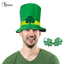 Ypser Green St. день cвятого Патрика, ирландский маскарадный Топ, шляпа, клевер, костюм шамрок, шапка с праздничным стеклом, подарок