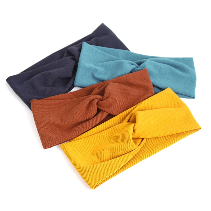 

Women Spring Knitted Knot Cross Headband Turban Girls Wide Twisted Two Layers Elastic Fabric Hairband Hair Accessories Headwrap