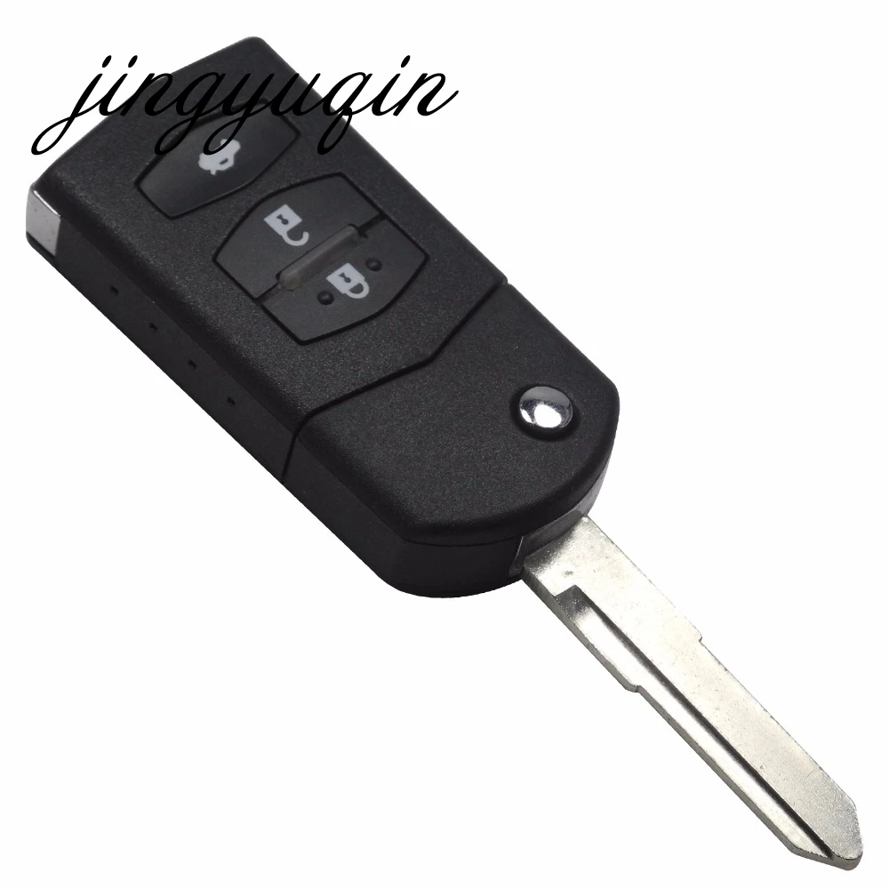 

jingyuqin 3 Buttons Key Shell fit for MAZDA 2 3 5 6 RX8 MX5 Flip Remote Case Fob Replacement 3 BTN