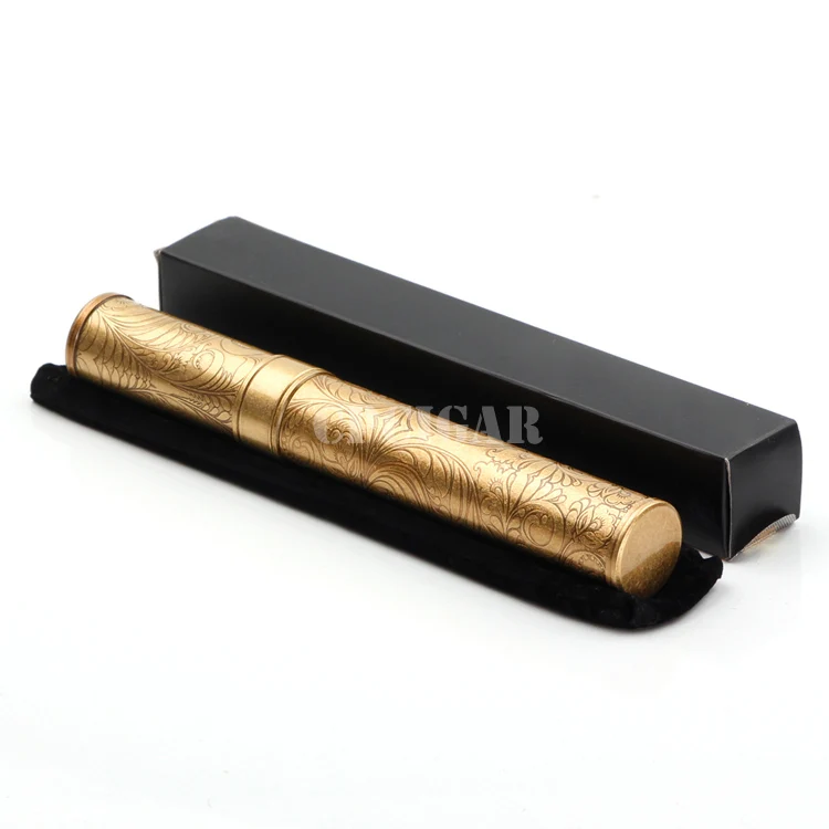 Cigar Tube Brass Metal Bronze Single Cigar Jar Holder Classic Travel