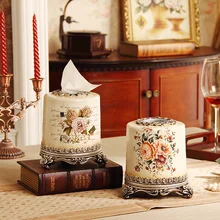Europäischen Vintage Harz Serviette Rollen Papierhalter Erweiterte Tissue Box Cover Für Bar Home Hotel Hochzeit Dekoration