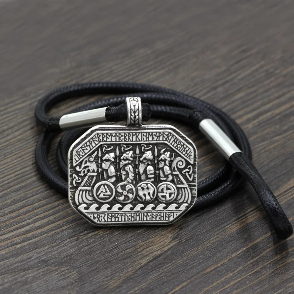 

Man Viking Warrior On Ship Protection Runes Valknut Raven Symbols Viking Bracelet Pirate Ship Warrior War Amulet Pendant Bracele