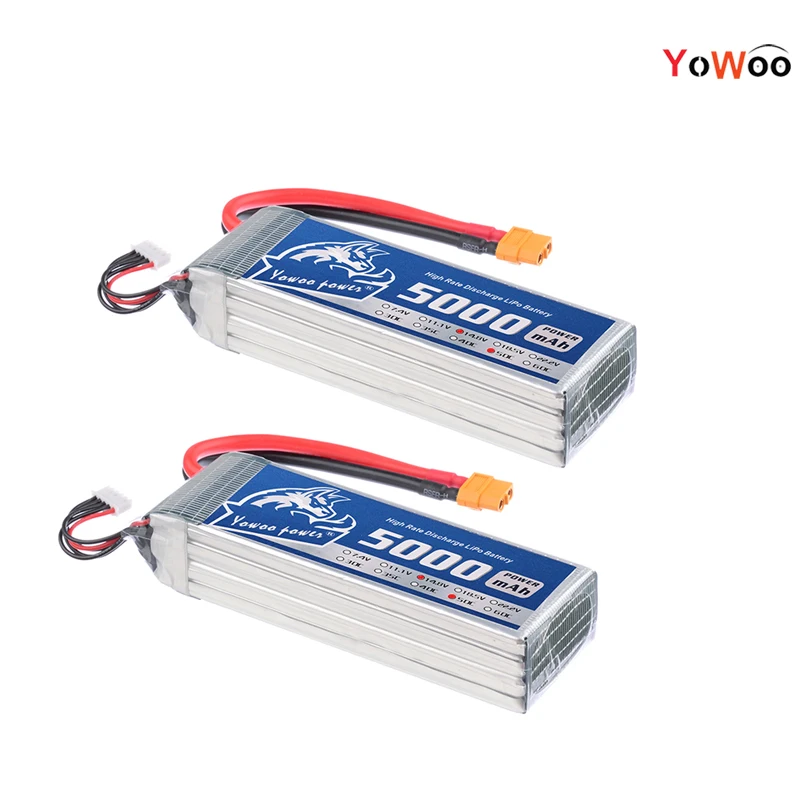 

2pcs YOWOO 14.8V Lipo 4s 5000mAh 50C-100C Li-Poly Battery RC lipo Battery For Drone AKKU Helicopter Quadcopter Car Airplane UAV