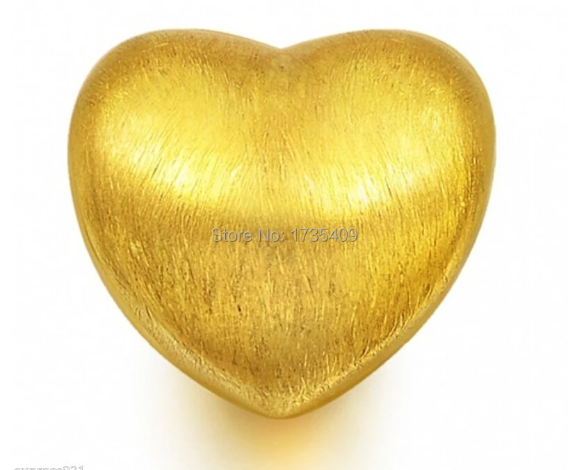 

Pure Solid 24K Yellow Gold Pendant / 3D Wiredrawing Lucky Heart Pendant / 0.95g