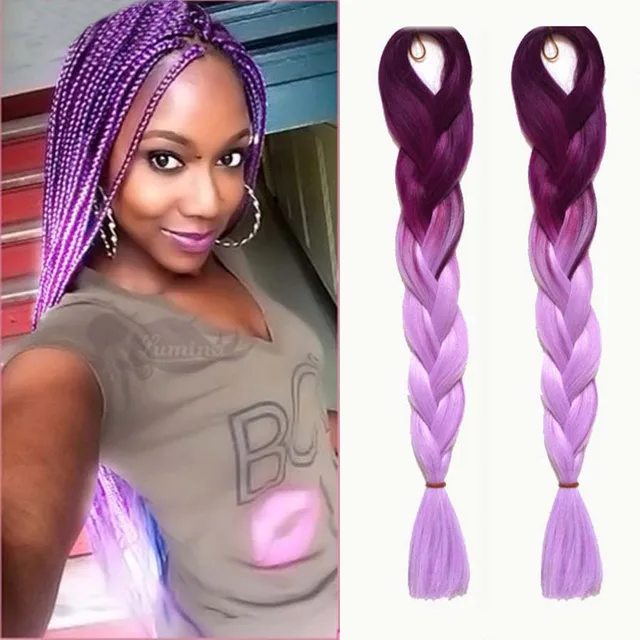 Marley Braid Hair Two Tone Dark Purple Light Ombre 24 100g Marley Braid Hair Two Tone Dark Purple Light Ombre 24 100g Jumbo Synthetic