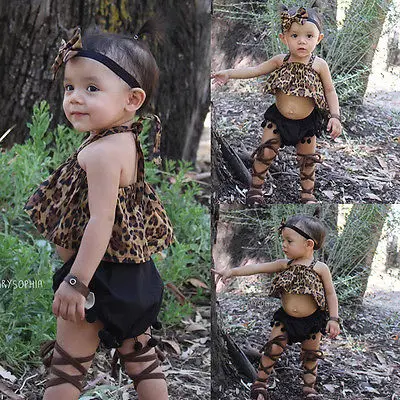 

2017 Cute 2PCS Toddler Kids Clothes Set 2017 Summer Baby Girls Clothes Leopard T-shirt Tops+Tassel Short Pants Summer