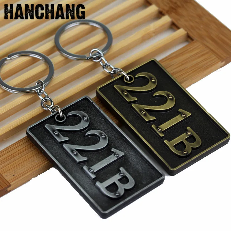 

Movie 221B Square Sherlock Figure Key Chain DIY Handmade Vintage Jewelry Car Accessories For Fans Gift