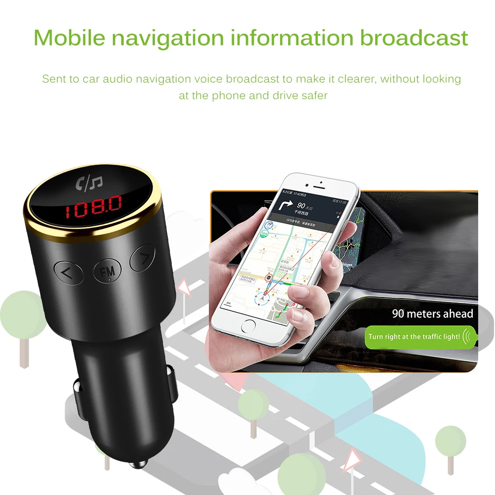 Беспроводной Bluetooth FM передатчик, автомобильный набор, Handsfree, быстрая зарядка FM модулятор Автомобильный MP3-плеер двойная Автомобильная usb-зарядка адаптер