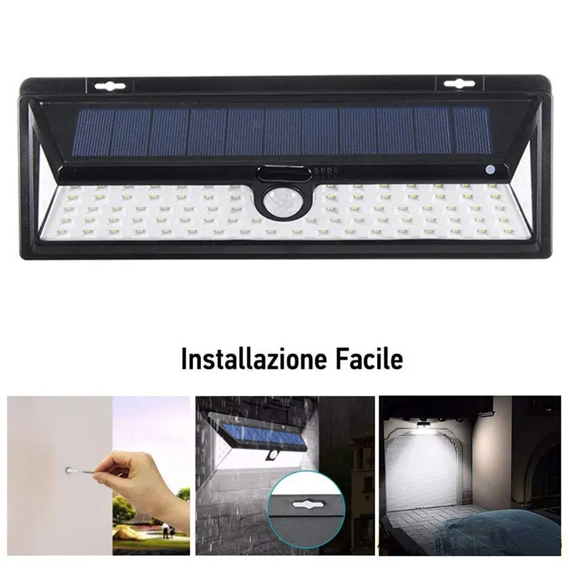 

1PCS 90 LED Solar Powered Garden Lights PIR Motion Sensor Outdoor 3 Modes Solar Lamp IP65 Waterproof Security Wall Lamp