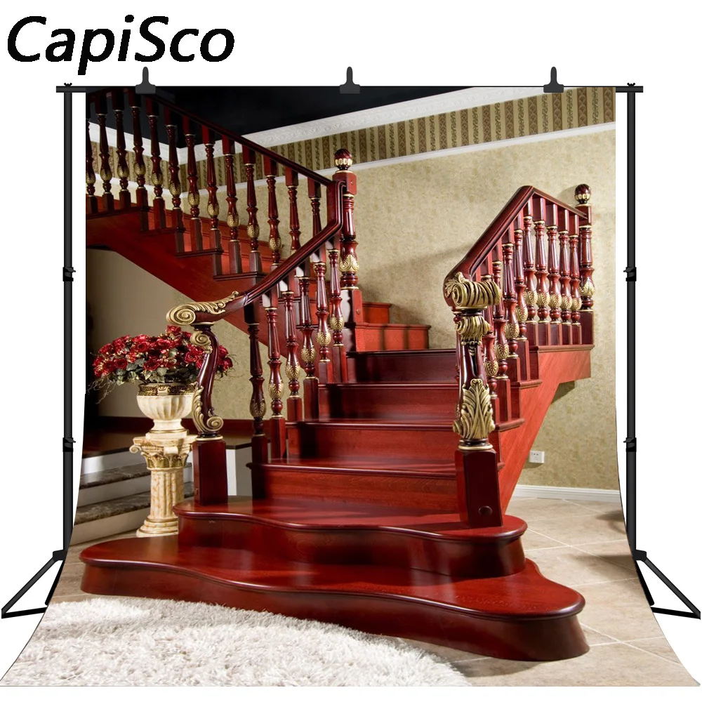 

Capisco Gorgeous Stair Photography Backdrops Vinyl Customized Children Birthday Party Background for Photoshoot Background