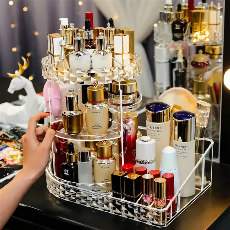 

Cosmetic 360 Rotating Makeup Organizer DIY Detachable Rangement Adjustable Makeup Storage Holder Rack