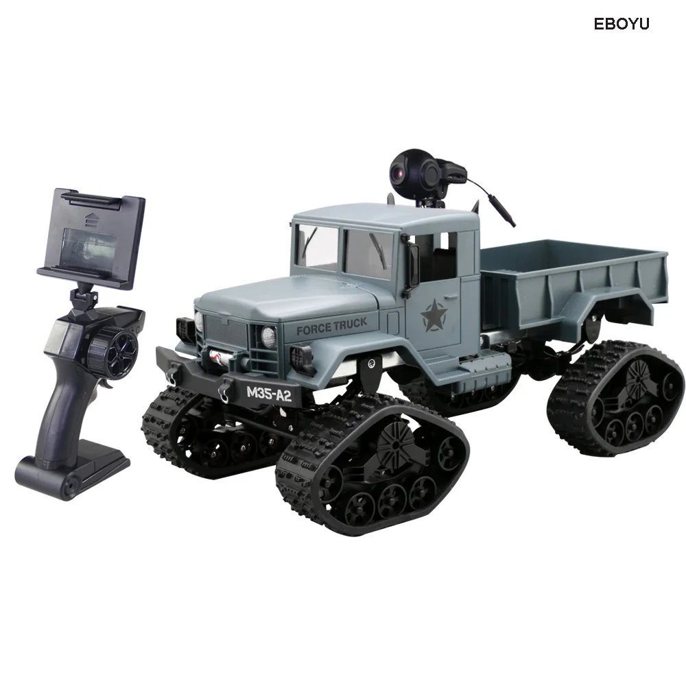 Eboyu FY001B Wi-Fi 2,4 ГГц 1/16 4WD зимние шины грузовик внедорожных RC грузовик с спереди свет Wi-Fi FPV 0.3MP Камера военный грузовик RTR