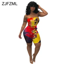 Красочный галстук, летний Облегающий комбинезон для женщин, с открытыми плечами, с открытой спиной, вечерние, Повседневный, без бретелек, без рукавов, с поясом, боди