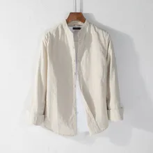 Повседневная мужская рубашка Camisa, модная мужская рубашка с длинными рукавами, топ на пуговицах, хлопковое белье сплошной цвет, свободная Мужская Блузка Camisa masculina