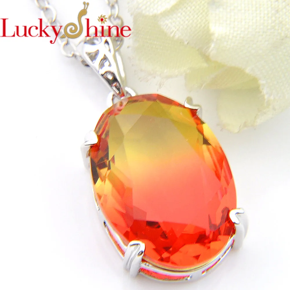 Luckyshine Новые Модные женские ювелирные изделия овальные двухцветные турмалиновые