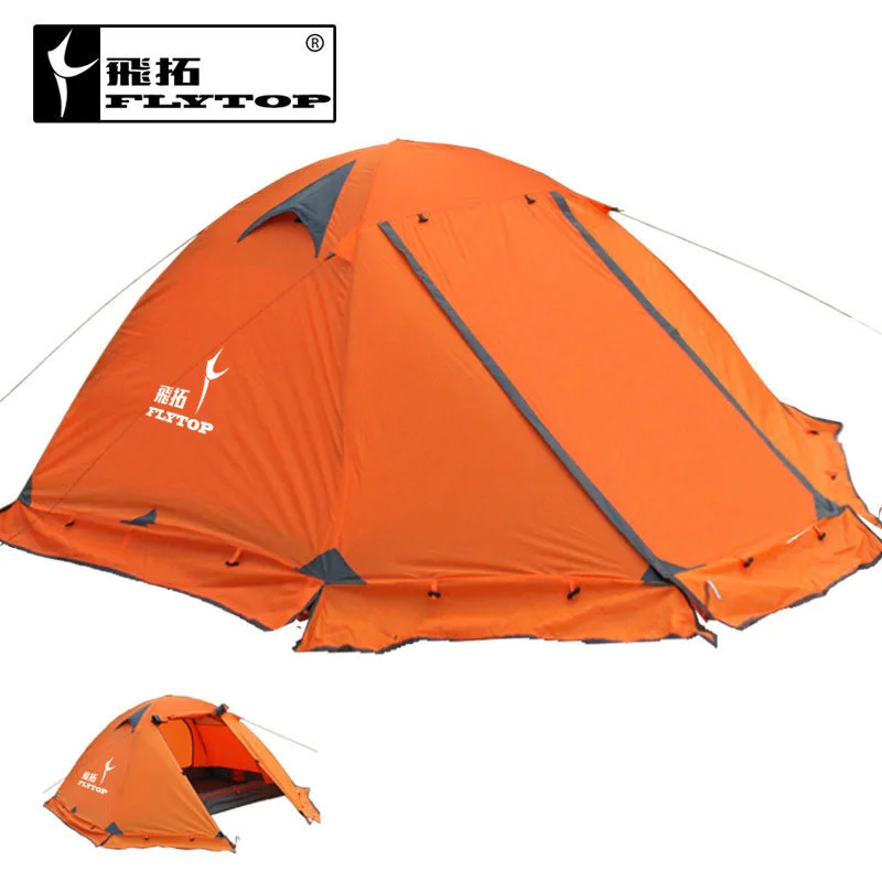 Flytop High Quality Ultralight Aluminum Pole 3 Person Double Layer Rainproof Windproof Outdoor Camping Tent With Snow Skirt