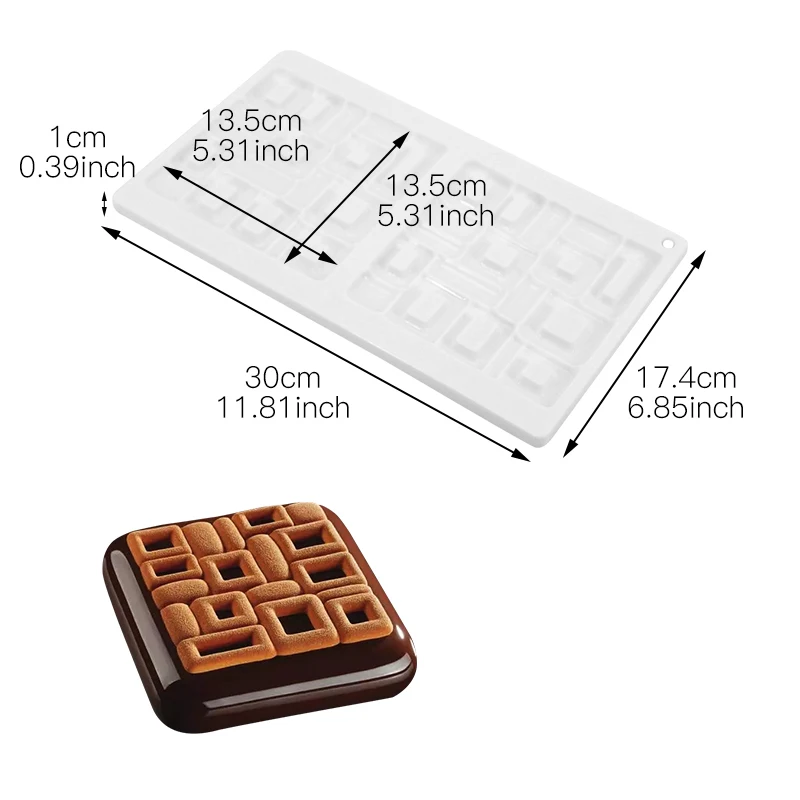 Силиконовая форма для торта, инструмент для украшения выпечки, сделай сам, замороженная помадка, шоколадный мусс, сахарные формы, кухонные принадлежности, инструменты - Цвет: Square pattern 1