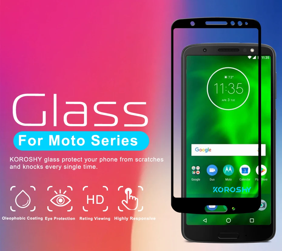 100% KOROSHY Real 9H Tempered Glass for Motorola Moto G5 G5S E5 G6 Plus Motorola G6 E5 Play Full Cover 2.5D Toughened Glass Film (4)