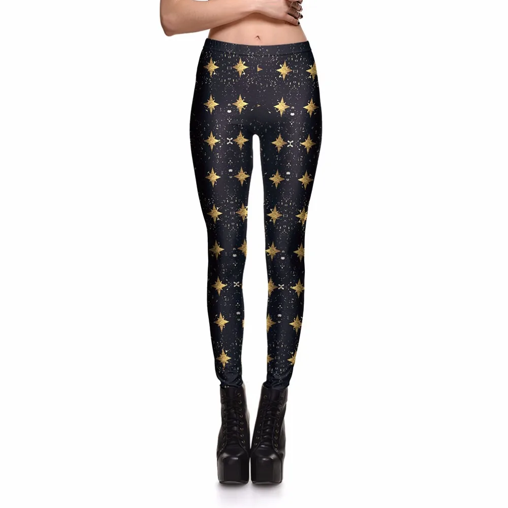 Popular new South American fashion star pattern printing casual breathable leggings sexy fitness high waist women