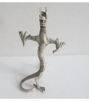 

Copper Brass Metal Crafts Collectible Decorated Handwork Tibet Silver Carved stand dragon statue