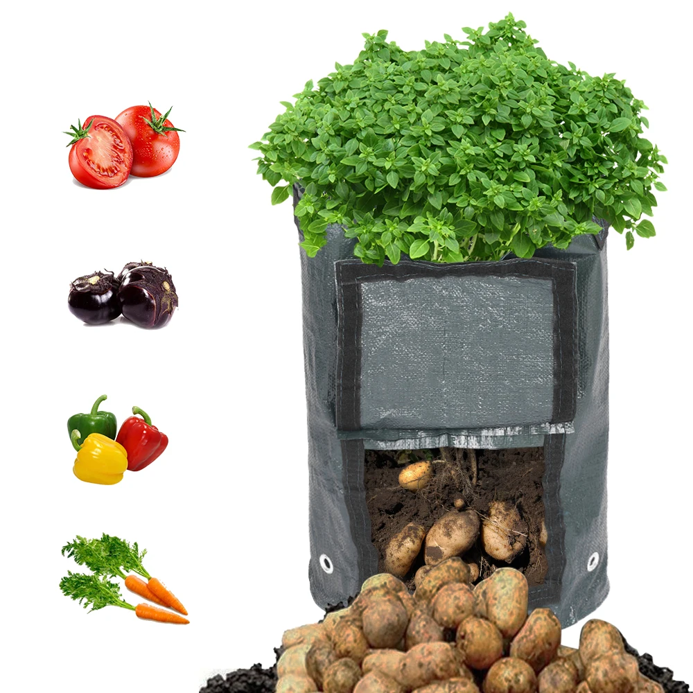 Potato Grow Bag with Handles Fabric Pouch 10 Gallon PE Grow Bag for