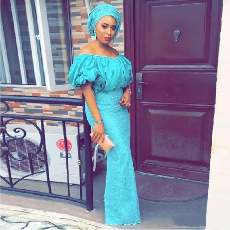 off shoulder lace gown