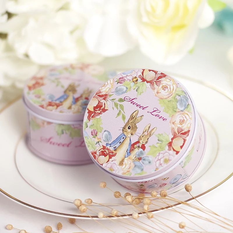 

2pcs Easter Bunny Tea caddy box candy storage box wedding favor tin box cable organizer container household