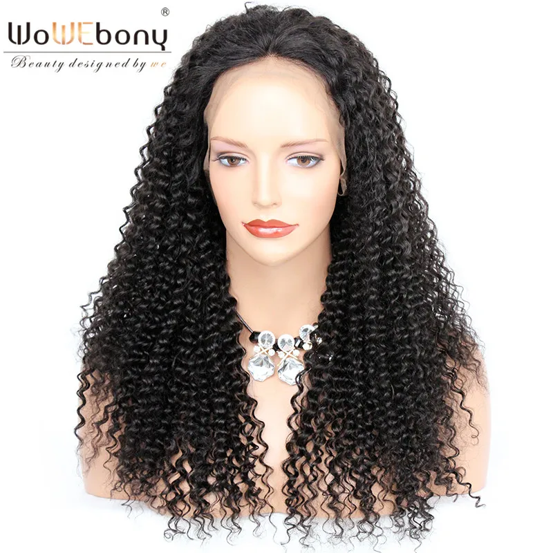 

WoWEbony Silk Base Lace Front Human Hair Wigs Invisible Parting kinky curly wig Brazilian Remy Hair Pre Plucked For Women