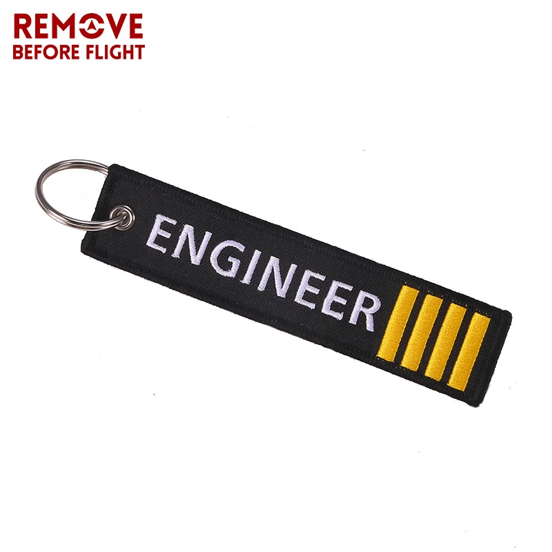 Модные инженер пилот цепочка для ключей 3 шт./лот remove Before Flight OEM вышивка черный ярлык для ключей Чемодан ярлык безопасности кольца для ключей на автомобили, Gif