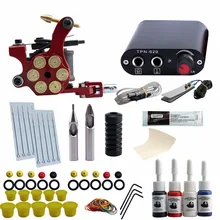Набор для начинающих татуировок 1 набор тату-машинок 4 шт. набор чернил игольчатые зажимы черный источник питания тату поставки Перманентный макияж