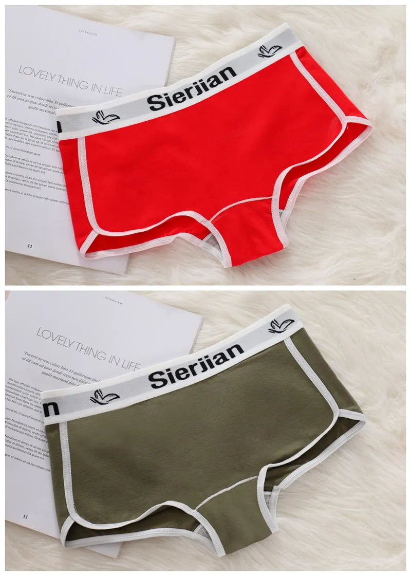 2PCS Fitness boyshorts women underwear cotton female Panties ladies Panty womens boxer briefs motion shorts Letter Fashion - Цвет: Red Green