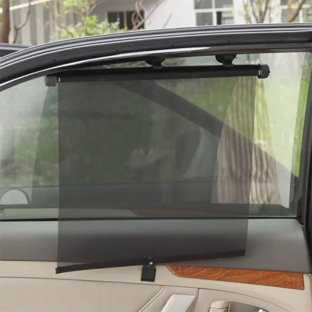 2pcs Car Sunshades Mesh Roller Blind Automatic Shrinkage