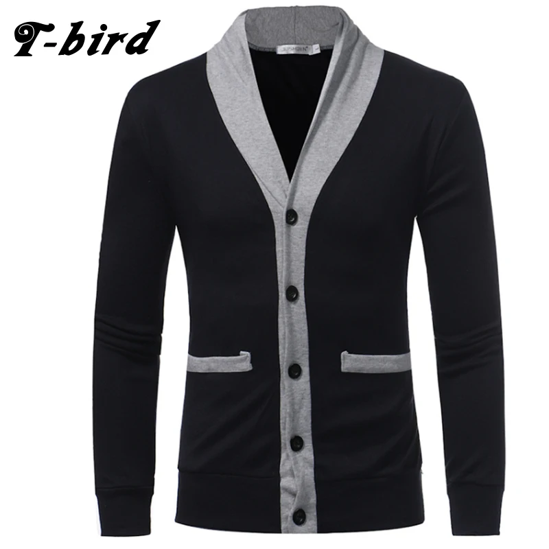 T bird Sweater Men 2018 Brand V Neck Button Sweater Coat