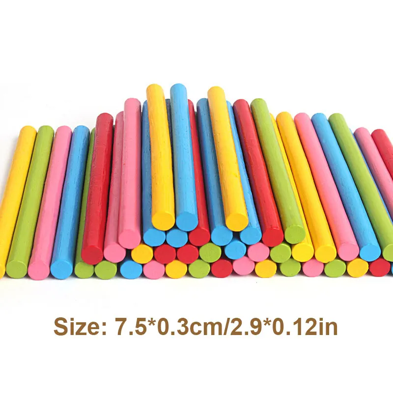 100pcs 7.5*0.3cm Bamboo Counting Sticks Mathematics Montessori Teaching Aids Counting Rod Kids Preschool Math Learning Toy