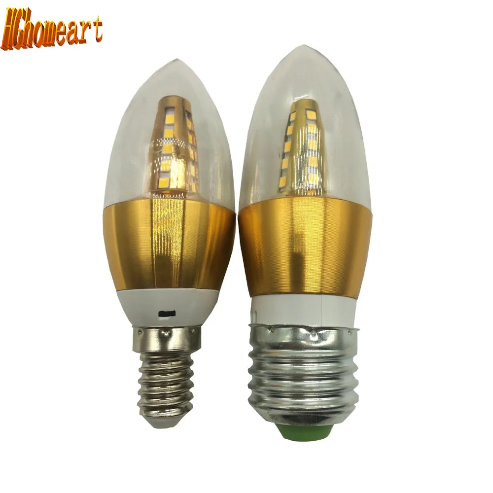 HGhomeart Gold 5W 110V 220V E27 E14 Led Candle Bulb Light emitting